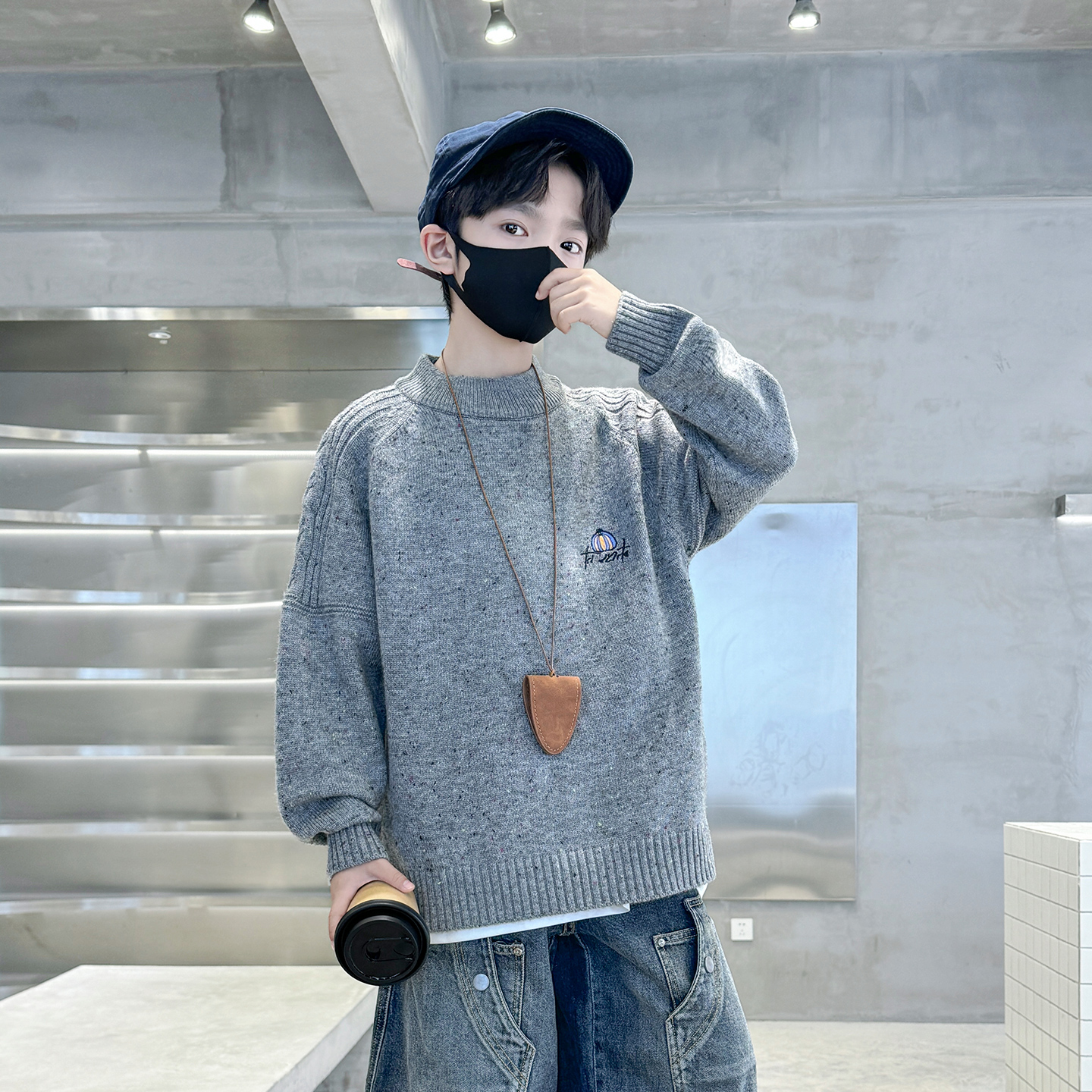 男童毛衣秋冬款2025新款加厚毛线