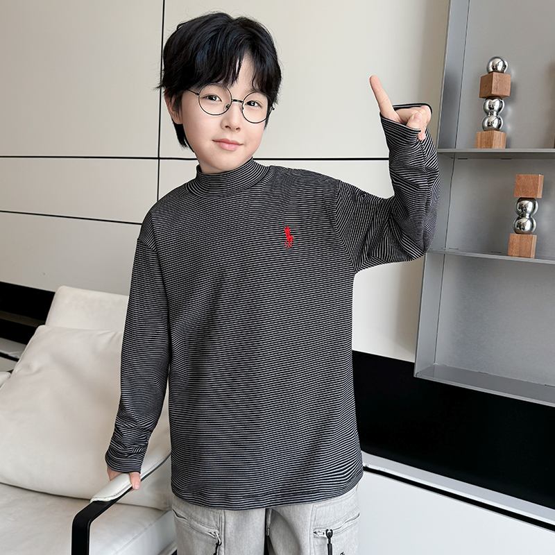 男童2025新款保暖半高领卫衣德绒