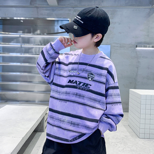 儿童装男童卫衣春秋款2025新款中大童春季条纹酷帅男孩上衣秋装潮