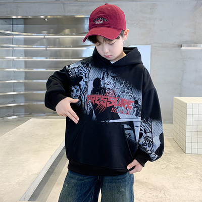 男童春秋款连帽卫衣酷帅卡通潮流