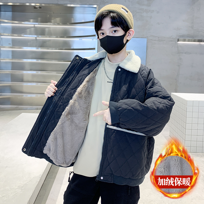 百威羊加绒加厚冬季翻领时髦外套