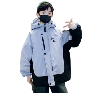 男童外套秋冬装2025新款洋气中大童冬款夹棉加厚时髦炸街薄棉衣潮