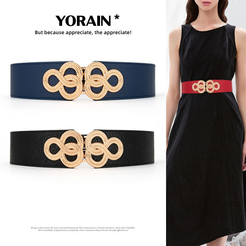 女士中国风松紧宽腰带配裙子腰封