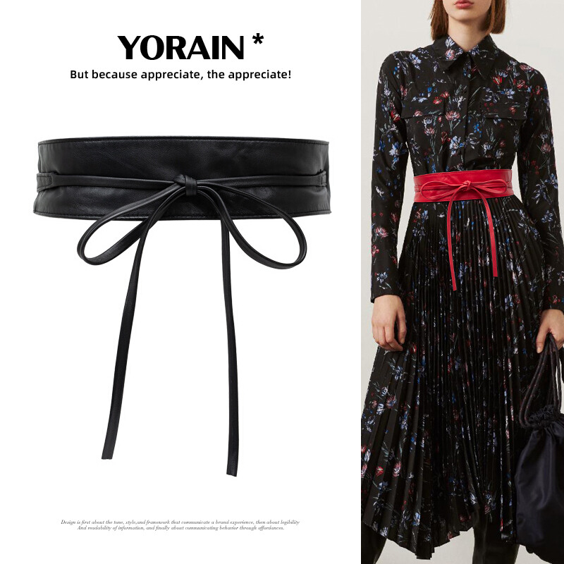 柔软高级羊皮绑带腰封女时尚腰带