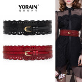 头层牛皮宽腰带女黑色装 饰配裙子连衣裙大衣腰封红色皮带真皮加宽