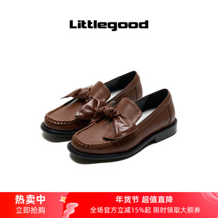 【新品折扣】littlegood英伦风乐福鞋女2025冬季新品蝴蝶结单鞋