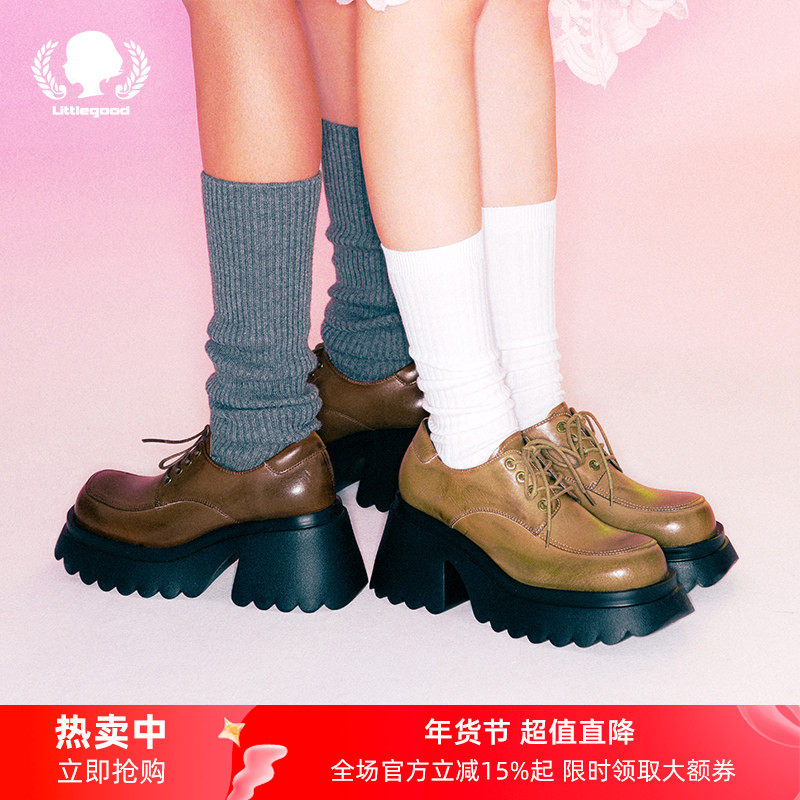 littlegood复古风小皮鞋女新款百搭做旧厚底擦色小单鞋,女鞋,深口单鞋,淘宝优惠券,粉丝福利购,淘宝优惠卷