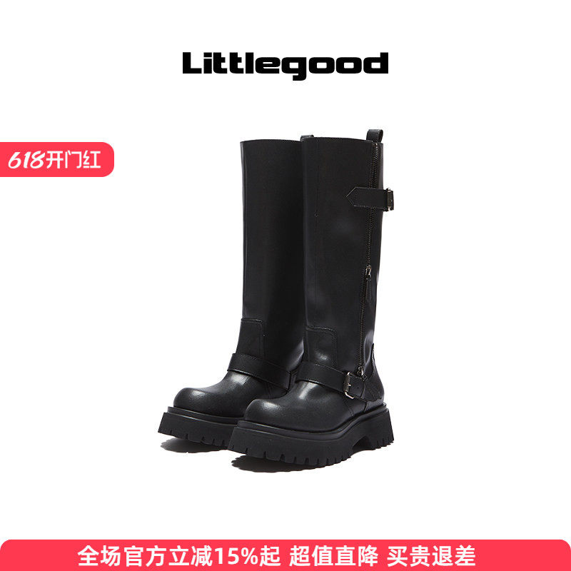 【冬季新品】littlegood复古马丁靴女新款百搭厚底中筒机车靴