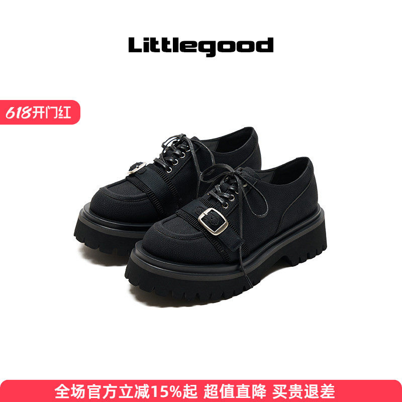 【新品折扣】littlegood日系复古单鞋女2025冬季新款系带牛津鞋