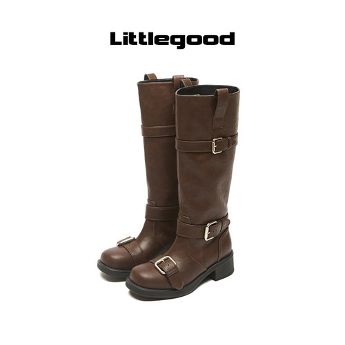 【新品折扣】littlegood复古厚底骑士靴女2025春季新款百搭长筒靴