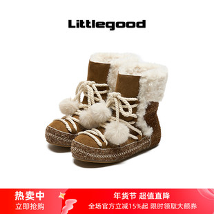 【新品折扣】littlegood复古雪地靴女2025冬季毛毛加绒短靴