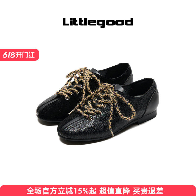 【新品折扣】littlegood复古风休闲单鞋女2025冬季新款浅口小皮鞋