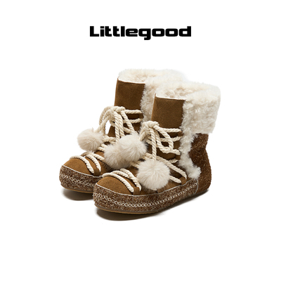 【新品折扣】littlegood复古雪地靴女2025冬季毛毛加绒短靴