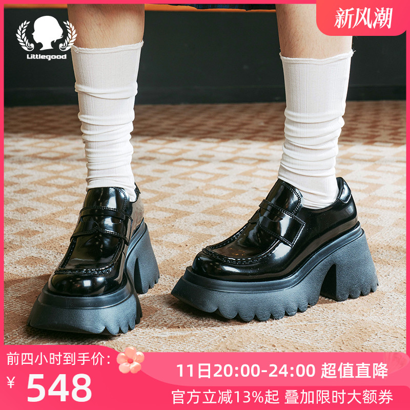 littlegood日系少女乐福鞋女2024新款厚底增高JK小皮鞋百搭学院风