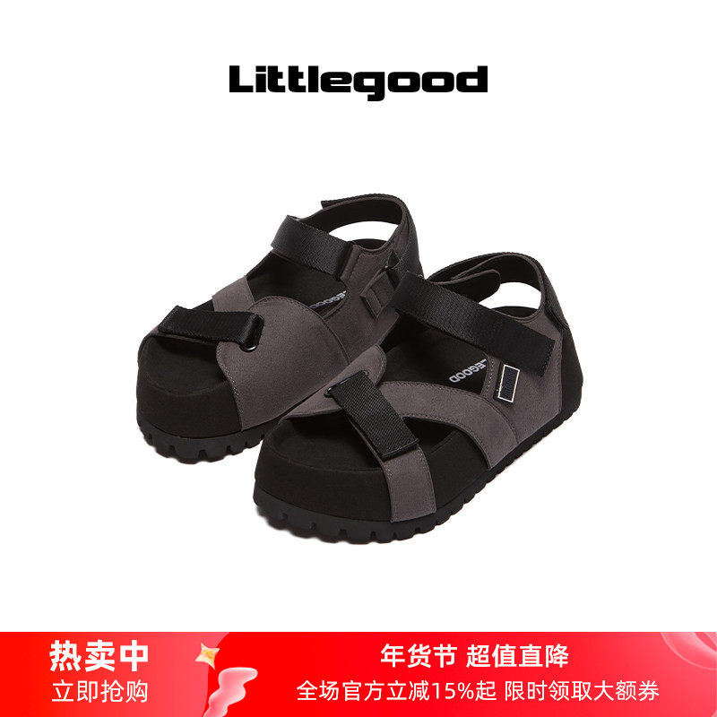 【新品】littlegood复古沙滩鞋女新款百搭厚底运动凉鞋学院风