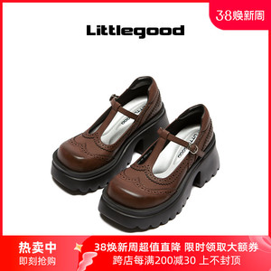 littlegood复古美拉德玛丽珍鞋女新款厚底擦色百搭小单鞋