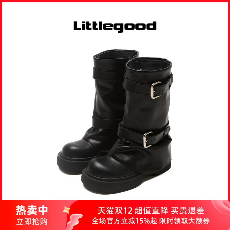 【新品折扣】littlegood复古厚底裤管靴女2025秋季新款百搭靴子