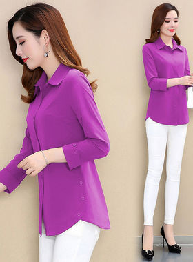 2025春季新款洋气减龄中年妈妈装长袖衬衣女上衣大码打底衫衬衫女