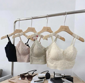 黛美芮9037蕾丝乳胶固定厚杯聚拢小吊带美背裹胸内衣女森色系