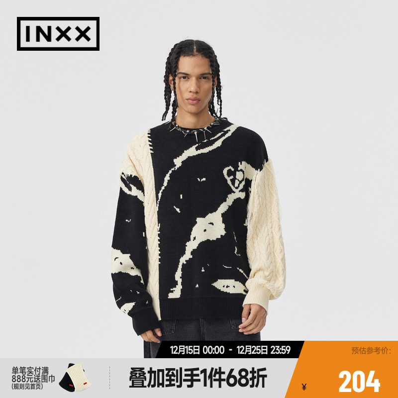 【INXX】APYD潮牌新品不对称拼接针织衫男女同款毛衣APE4060860