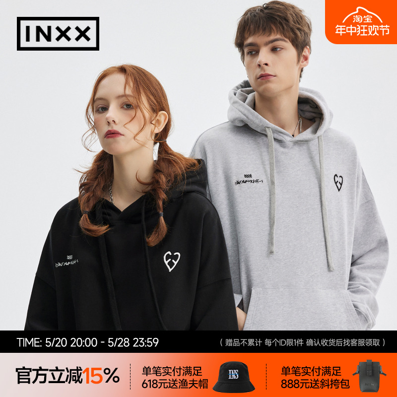 【INXX】APYD简约基础logo套头连帽卫衣情侣同款宽松休闲帽衫