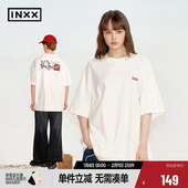 简约休闲圆领短袖 INXX T恤男潮牌宽松字母主题涂鸦街头风半袖
