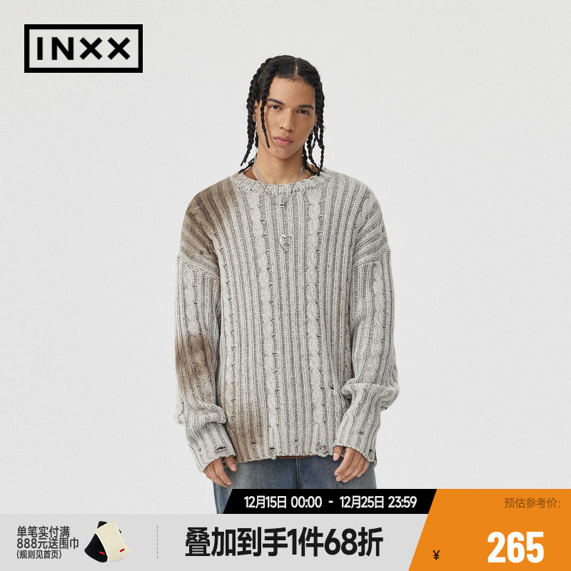 【INXX】APYD潮牌新品复古感破洞针织衫男女同款毛衣APE4060886