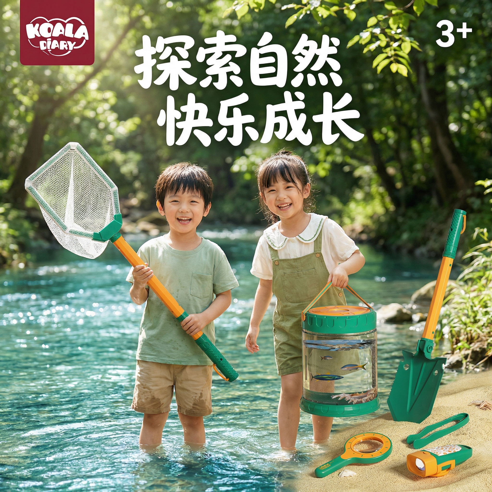 户外探险套装玩具昆虫观察盒男孩望远镜儿童玩沙赶海工具宝宝沙滩