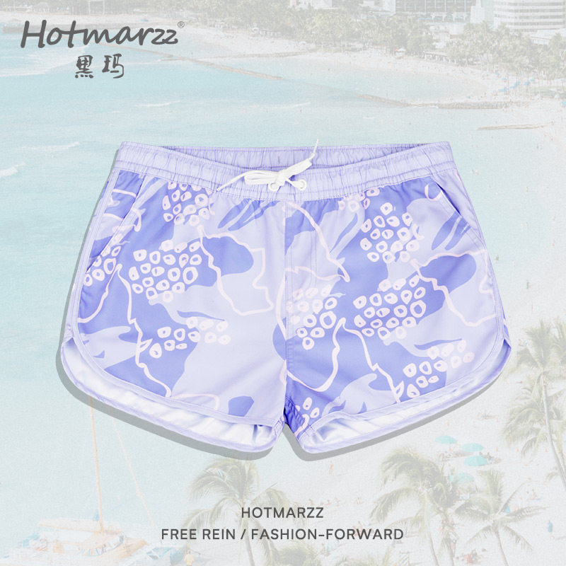 hotmarzz/黑玛新款女士沙滩裤海边冲浪速干泳裤夏季宽松印花短裤