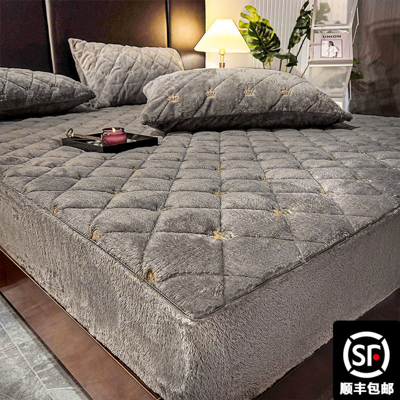 冬款夹棉加厚加绒床笠牛奶珊瑚绒床罩单件冬季床垫套席梦思保护套