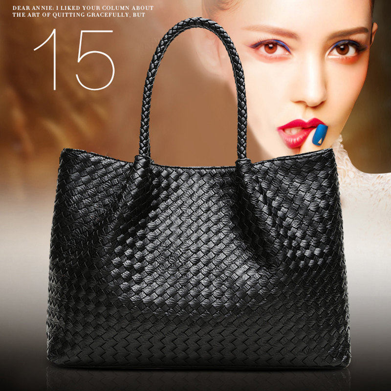 玛茜特单肩包女2019新款包包春夏通勤手提包时尚大气编织百搭大包