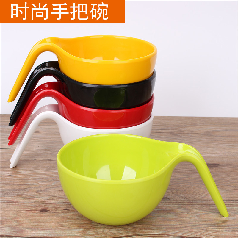 带手把彩色汤粉密胺餐具泡面碗图片