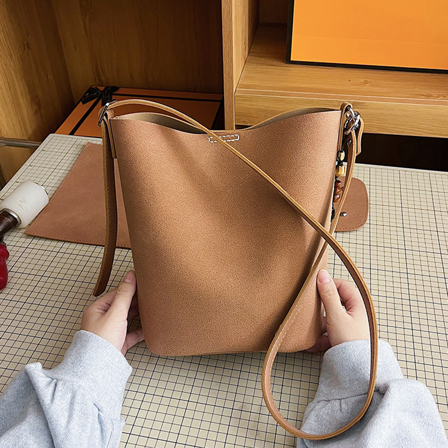 磨砂水桶包diy手工编织包包自制