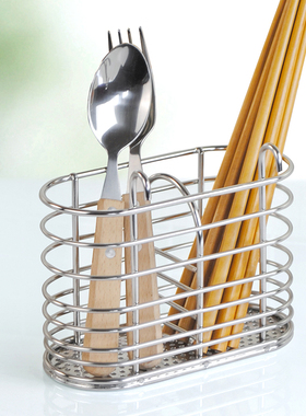 304不锈钢筷子盒家用沥水筷子篓挂式厨房筷子勺子收纳架插筷子筒