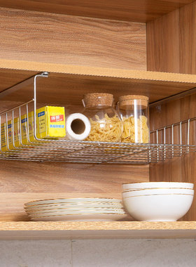 304不锈钢厨房置物架子砧板吊柜免打墙孔橱柜收纳神器隔板下挂篮