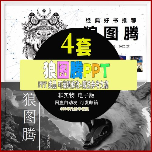读书分享会成品《狼图腾》读后感交流好书推荐PPT成品模板有内容
