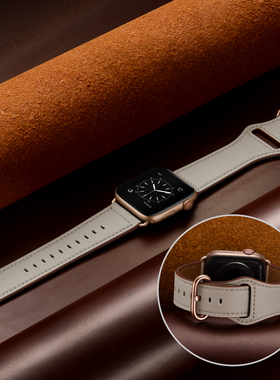 适用苹果手表带apple watch10/9/8/7/6/5/SE代真皮腕带透气表链男女创意潮牌个性46/45mm替换白色保护s10