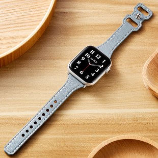索柯适用iwatch10真皮表带创意扣女款 潮高级感休闲AppleWatch9苹果手表8 2代皮质表带46mm42mm 个性