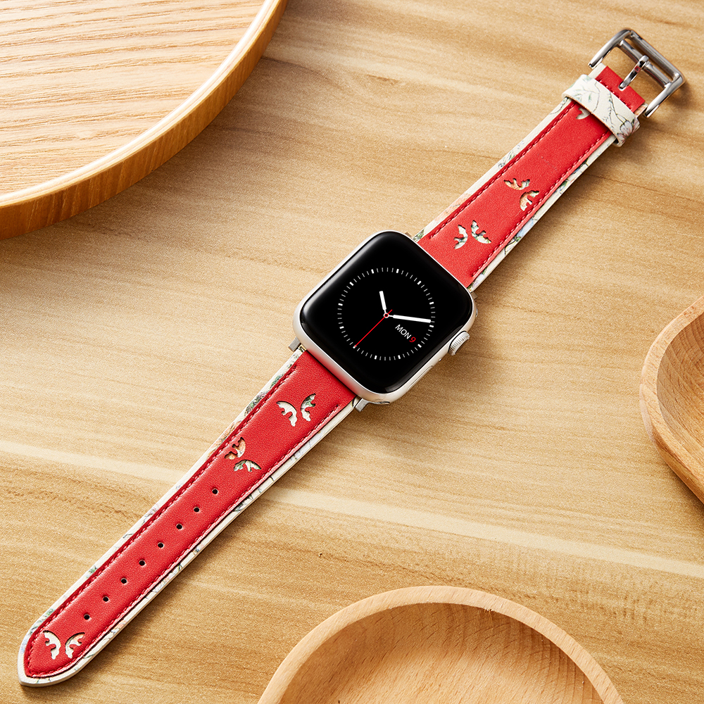适用applewatch真皮表带