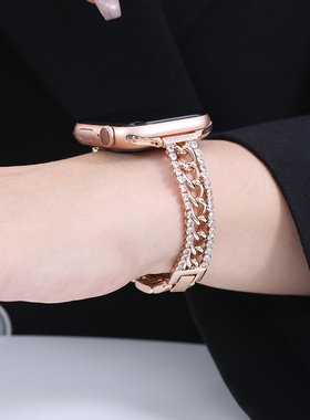 索柯适用applewatch10表带苹果手表表带iwatchS9/8/7/6/5代se金属不锈钢iphonewatch夏季女款46/42mm通用表带