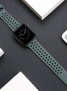适用apple watch10/9/8/7代运动iwatch ultra2表带硅胶苹果智能手表44mm46男女iphone series7通用S9绿色保护