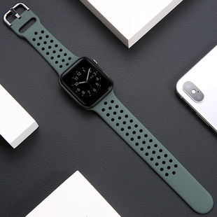 watch10 ultra2表带硅胶苹果智能手表44mm46男女iphone 7代运动iwatch series7通用S9绿色保护 适用apple