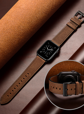 适用apple watch10苹果手表表带真皮iwatch9代软牛皮透气时尚个性运动44/42/46男通用保护白色7/6/SE/ultra2