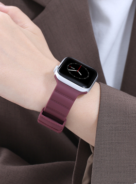 索柯适用iwatch10表带apple watch9/8/7/6/5代苹果手表带液态硅胶小众红色运动替换腕带41mm45/40/44夏天时尚