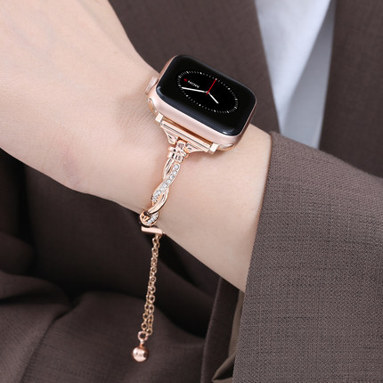 索柯适用AppleWatch10金属表带轻奢镶钻时尚个性潮夏季iPhone苹果手表9/8/7/6/5/4/3代iwatch女款表带45/42mm