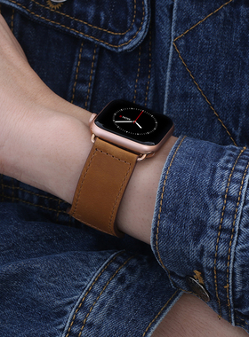 适用iwatch9/8/7/SE表带applewatch10真皮表带苹果手表带男女iwatch4/3/ultra2通用46mm45series7潮新透气44