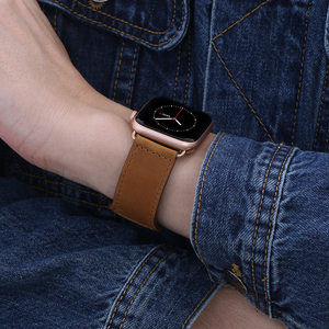 适用iwatch8/7/6/SE表带apple watch9真皮表带苹果手表带男女iwatch4/3/ultra2通用41mm45series7潮新透气44