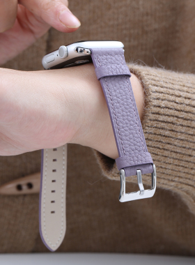 适用索柯苹果手表表带iWatch10真皮手表带applewatch9Ultra2新款7/6/5/SE智能牛皮简约小众S8女表带潮腕带潮