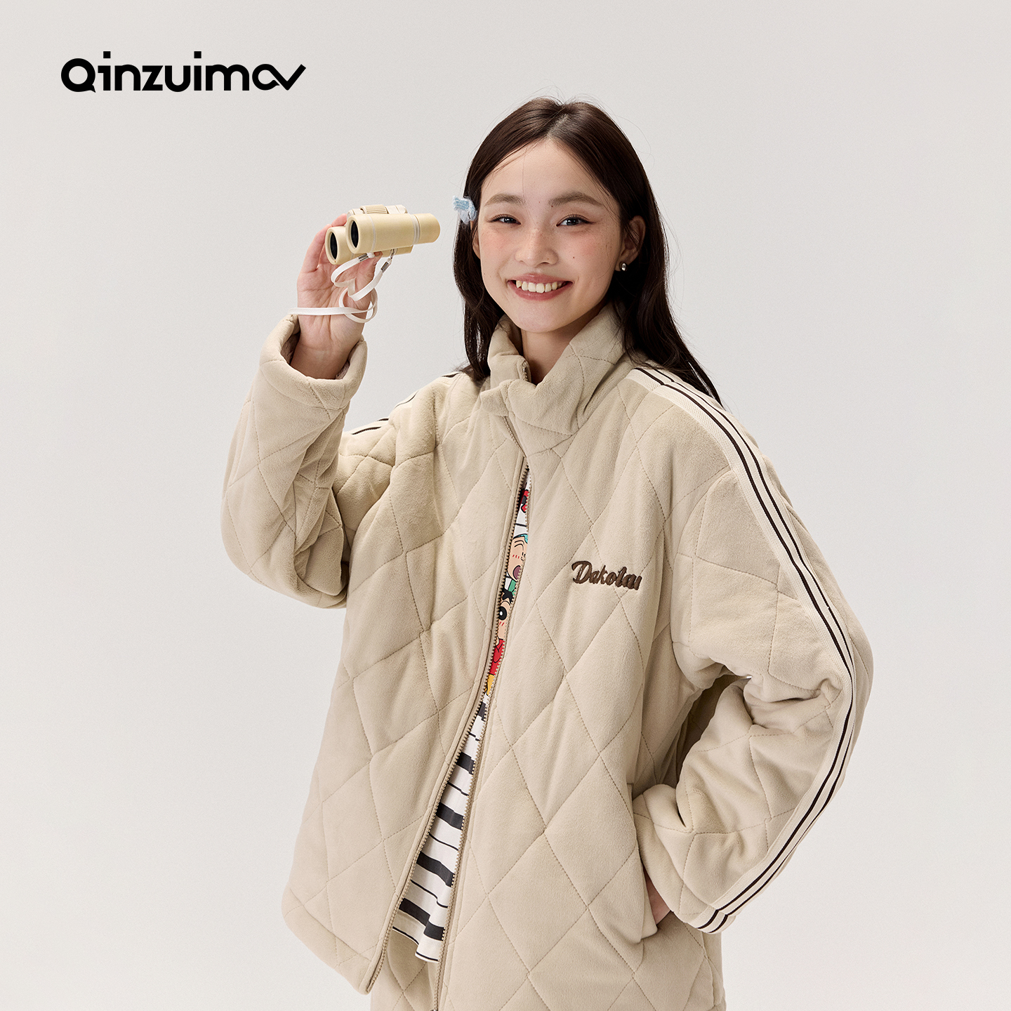 亲嘴猫海岛绒三层夹棉加厚保暖休闲可外穿少女睡衣家居服套装秋冬