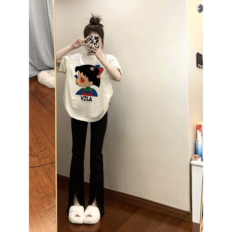 美式重磅纯棉短袖t恤女2026夏季新款宽松半袖小众设计感正肩上衣